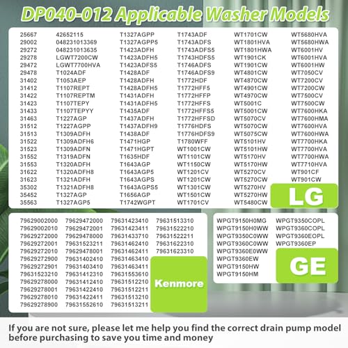 Knocokie DP040-012 4681EA1007A Drain Pump (OEM) Compatible with LG, Kenmore Washer Drain Pump, Replace 5859EA1004F 5859EA1004P 5859EA1004G WH23X10020, Fits for WT1101CW WT1201CV WT1501CW 79631513210 - Image 3