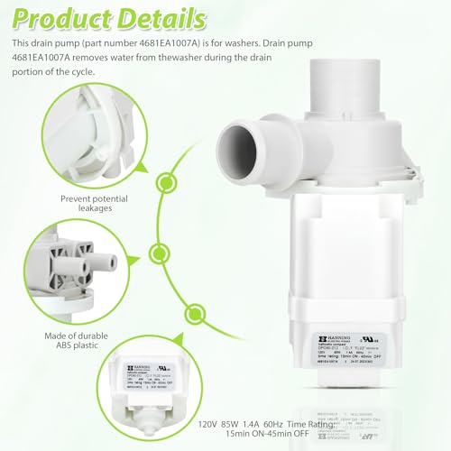 Knocokie DP040-012 4681EA1007A Drain Pump (OEM) Compatible with LG, Kenmore Washer Drain Pump, Replace 5859EA1004F 5859EA1004P 5859EA1004G WH23X10020, Fits for WT1101CW WT1201CV WT1501CW 79631513210 - Image 5