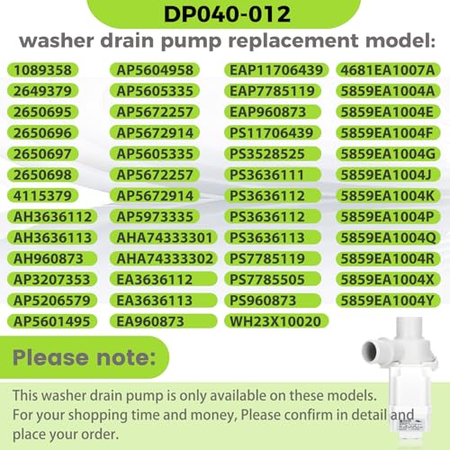 Knocokie DP040-012 4681EA1007A Drain Pump (OEM) Compatible with LG, Kenmore Washer Drain Pump, Replace 5859EA1004F 5859EA1004P 5859EA1004G WH23X10020, Fits for WT1101CW WT1201CV WT1501CW 79631513210 - Image 2