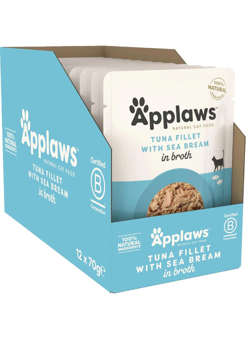 Applaws Cat Wet Food Tuna Fillet With Sea Bream For Adult Cats - 12x70g - Grain-Free Cat Food - Image 1