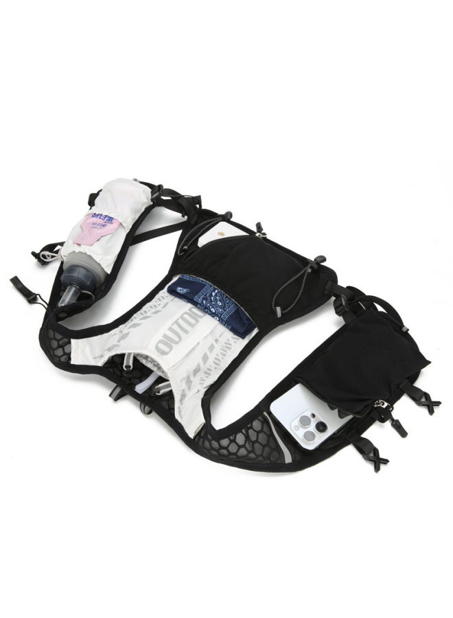 Generic Large Capacity Water-repellent Mountaineering Bag For Men And Women Outdoor Travel Lightweight Backpack Hiking Cross-country Marathon Water Bag-Colour:Black With White-Capacity:Backpack + 500ml Water Bottle - Image 5