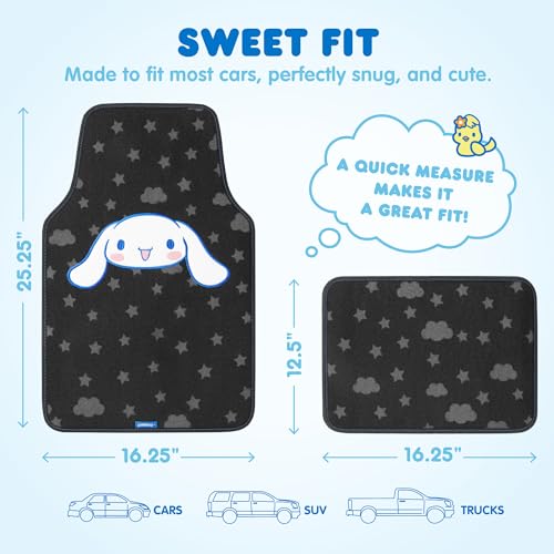 Carbella Cinnamoroll Carpet Car Floor Mats - Universal Fit for Cars, SUVs & Trucks - Super Cute Cinnamoroll Print & Pattern Accents - Front & Rear Set, 4 Piece - Image 2