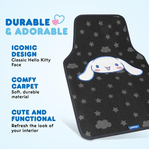 Carbella Cinnamoroll Carpet Car Floor Mats - Universal Fit for Cars, SUVs & Trucks - Super Cute Cinnamoroll Print & Pattern Accents - Front & Rear Set, 4 Piece - Image 4