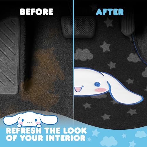 Carbella Cinnamoroll Carpet Car Floor Mats - Universal Fit for Cars, SUVs & Trucks - Super Cute Cinnamoroll Print & Pattern Accents - Front & Rear Set, 4 Piece - Image 3