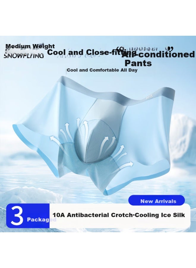 Snowflying Men's Seamless Ice Silk Mesh Boxer Briefs 10a Antibacterial Loose Plus Size Mid-waist Boxer Shorts - Image 1
