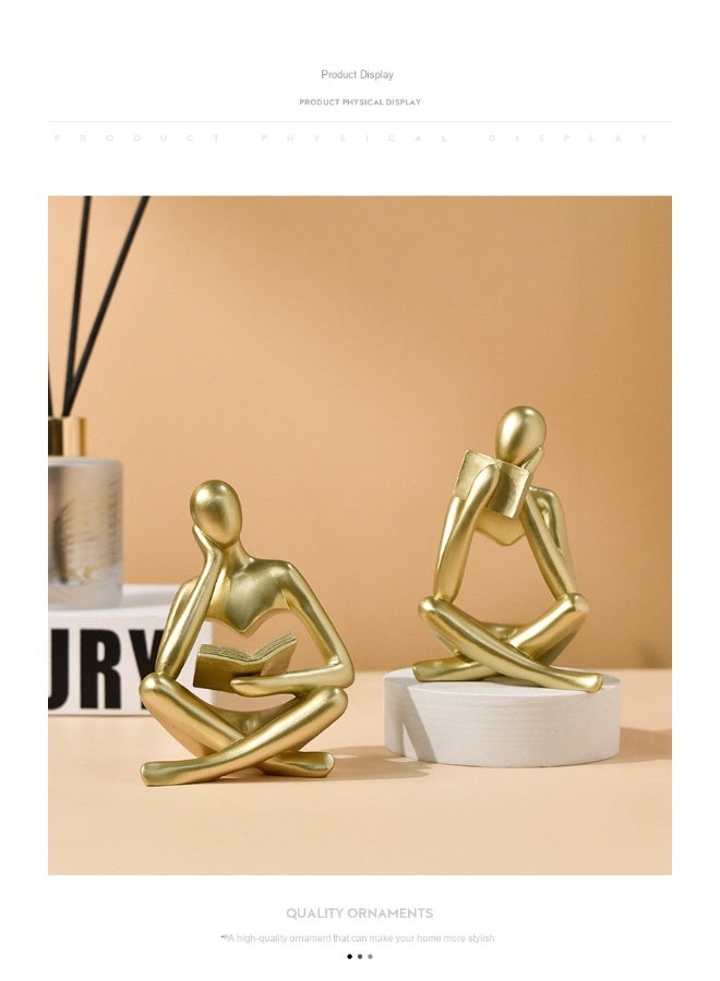 NeeMee Abstract Reading Figure Sculpture - Artistic Home Decor - Resin Craftsmanship - Image 2