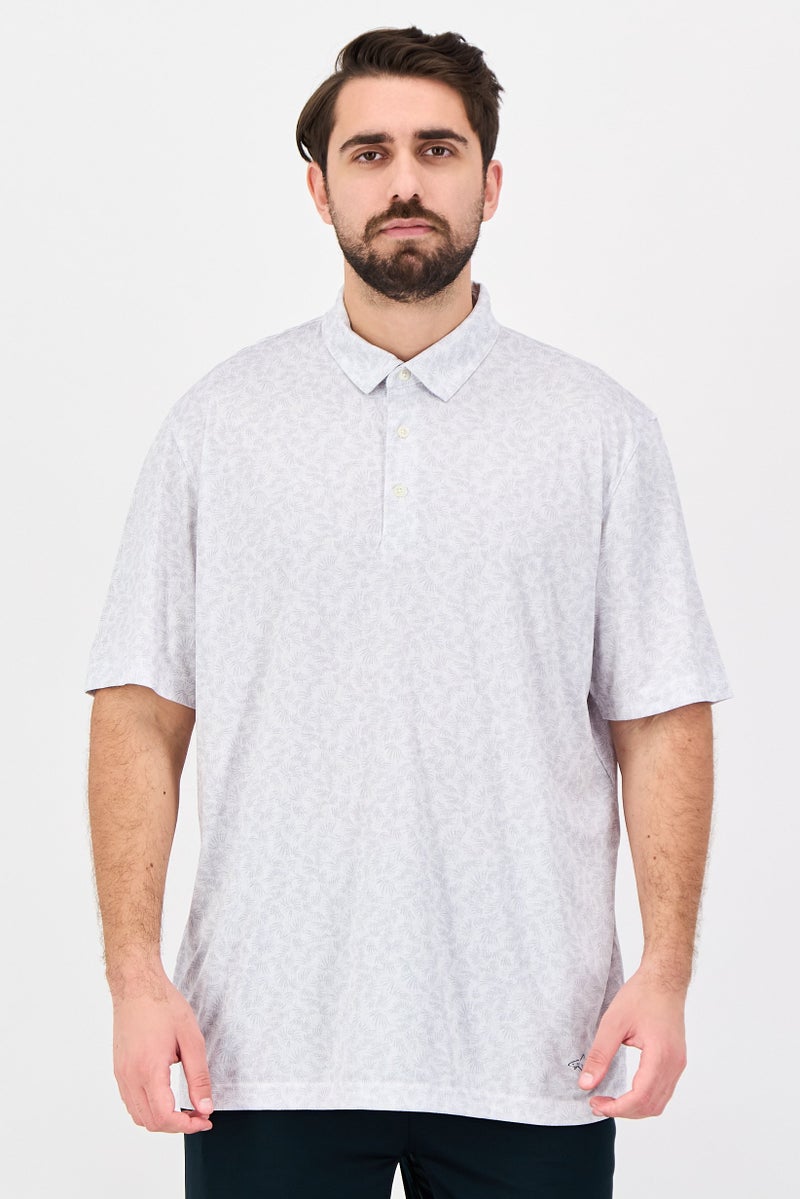 Greg Norman Men Sportswear Fit Short Sleeves Training Polo Shirt, Off White - Image 1