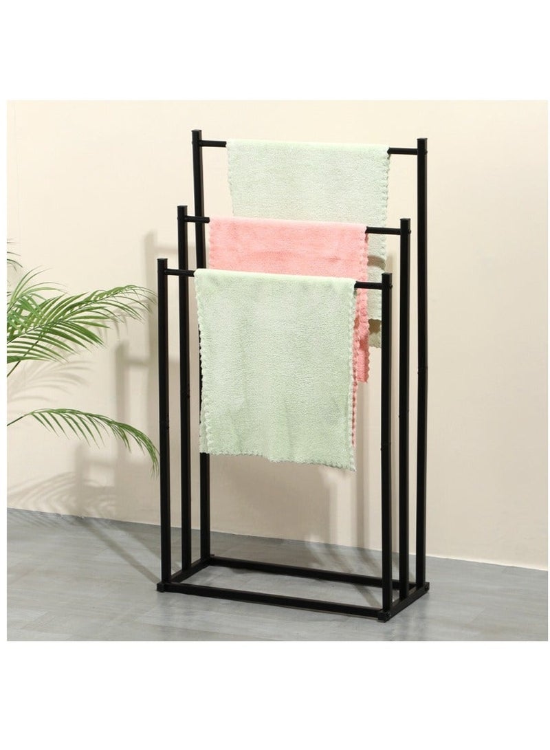 رف مناشف معدني قابل للطي بسعة كبيرة من 3 طبقات، حامل مناشف سلم معدني مطلي مضاد للصدأ، حامل تجفيف، رف منظم حمام الحمام لتوفير المساحة