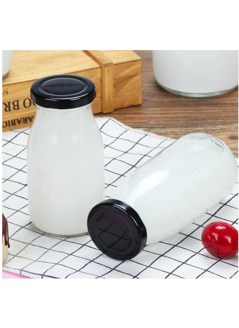 FUFU - 12pcs 7oz Glass Juice Bottles, Reusable Glass Milk Bottles with Lids, Clear Containers for Juicing, Smoothies, Drinking and Other - Image 1