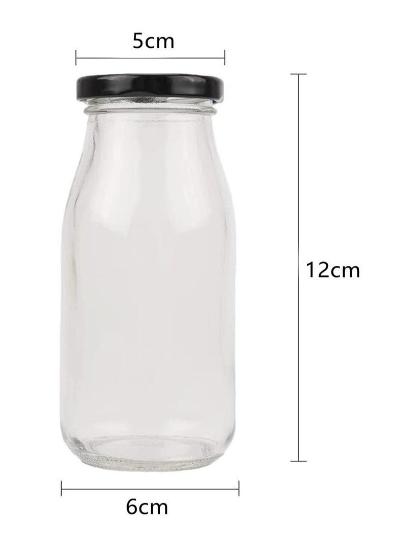 FUFU - 12pcs 7oz Glass Juice Bottles, Reusable Glass Milk Bottles with Lids, Clear Containers for Juicing, Smoothies, Drinking and Other - Image 1