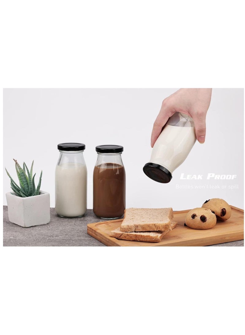 FUFU - 12pcs 7oz Glass Juice Bottles, Reusable Glass Milk Bottles with Lids, Clear Containers for Juicing, Smoothies, Drinking and Other - Image 1