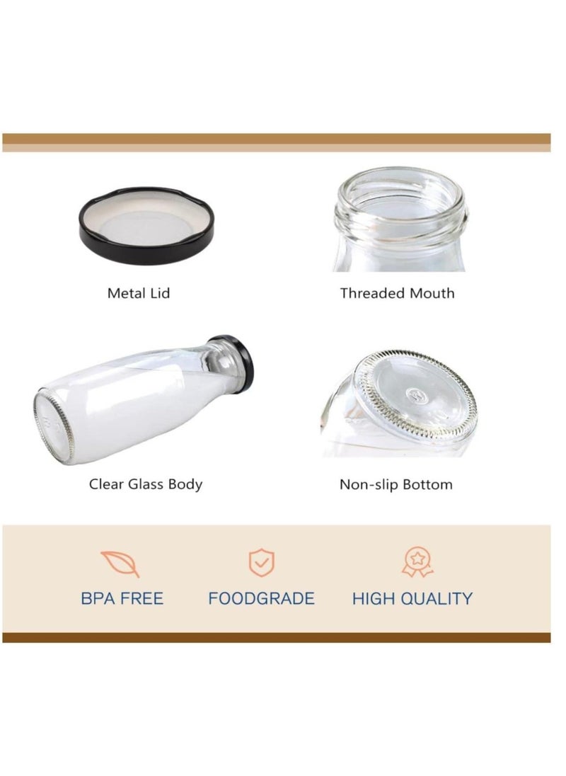 FUFU - 12pcs 7oz Glass Juice Bottles, Reusable Glass Milk Bottles with Lids, Clear Containers for Juicing, Smoothies, Drinking and Other - Image 1