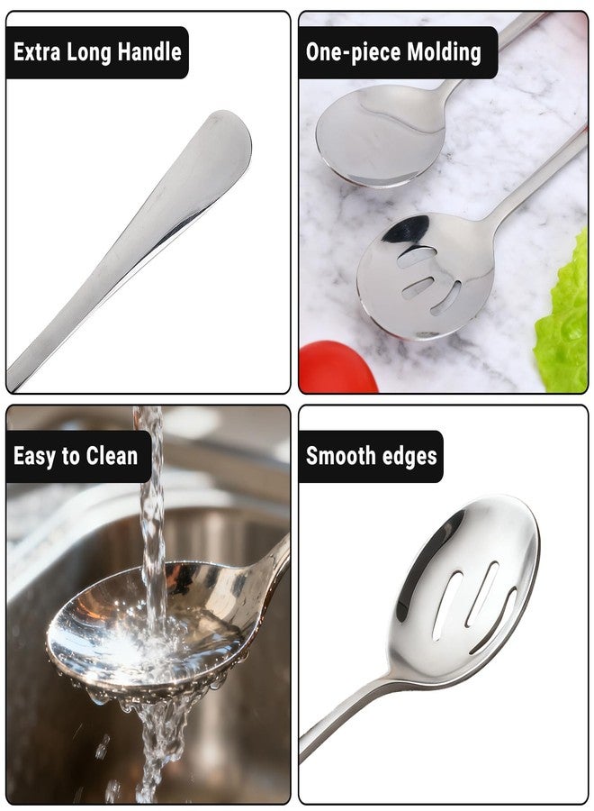 Gabrella 6 Pack Serving Spoons Set with 3 Serving Spoons and 3 Slotted Spoon, 8.6 Inch Large Stainless Steel Buffet Banquet Utensils Cutlery Set for Home, Kitchen, Party - Image 4