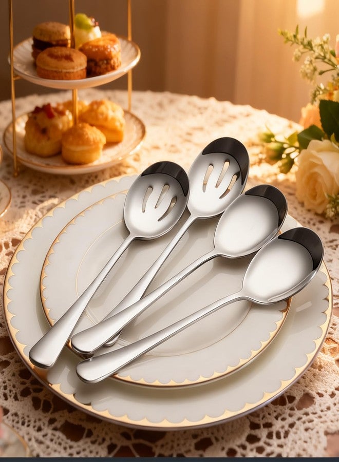 Gabrella 6 Pack Serving Spoons Set with 3 Serving Spoons and 3 Slotted Spoon, 8.6 Inch Large Stainless Steel Buffet Banquet Utensils Cutlery Set for Home, Kitchen, Party - Image 5