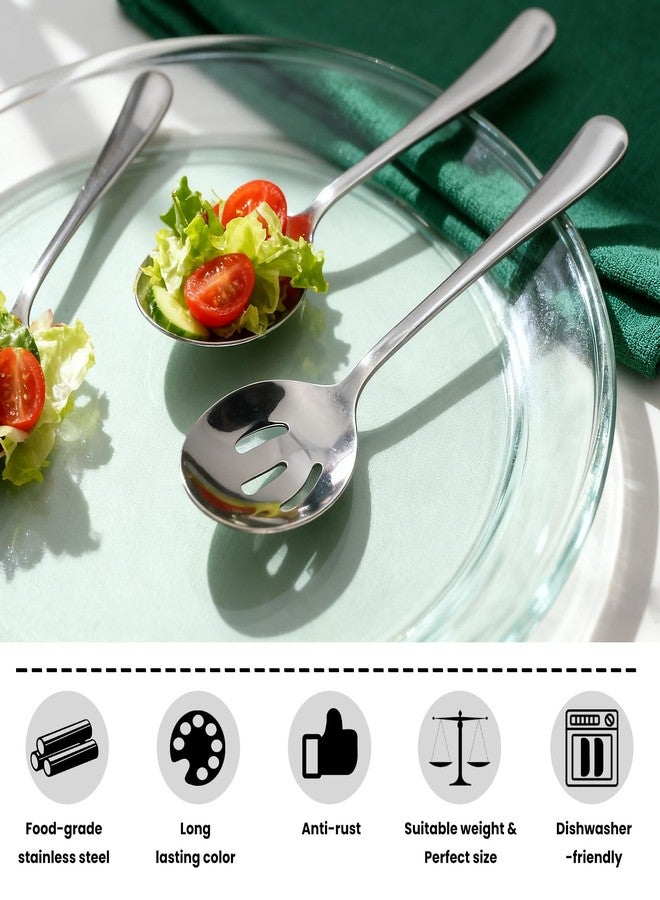 Gabrella 6 Pack Serving Spoons Set with 3 Serving Spoons and 3 Slotted Spoon, 8.6 Inch Large Stainless Steel Buffet Banquet Utensils Cutlery Set for Home, Kitchen, Party - Image 3
