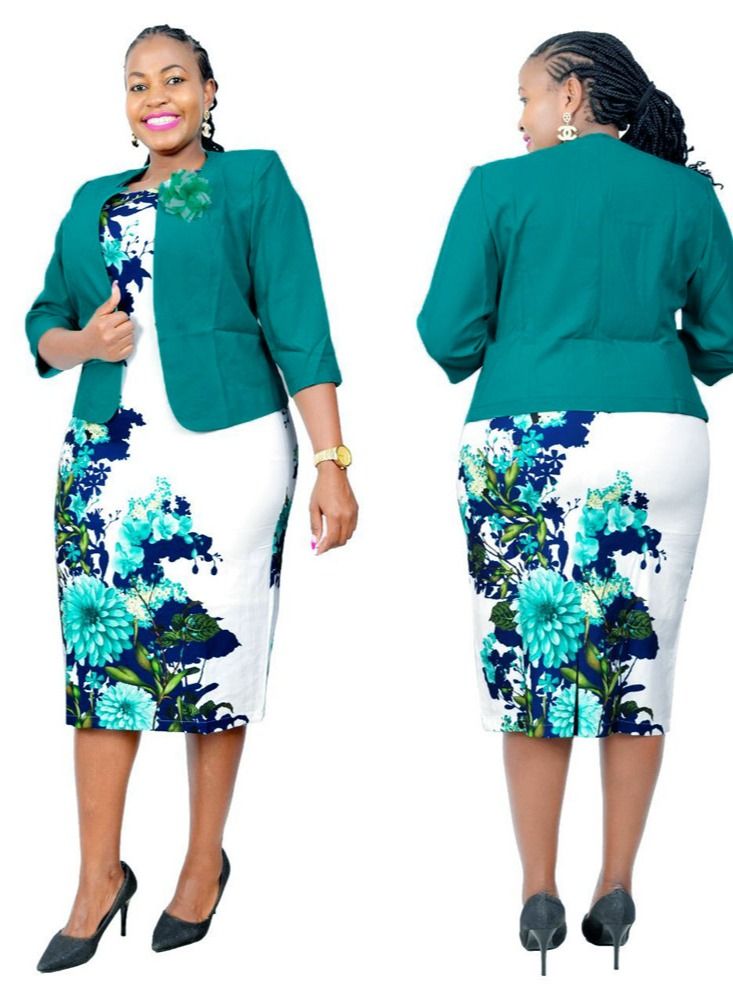 Loquat Women's Large Two-Piece Coat Printed Dress  - Image 1
