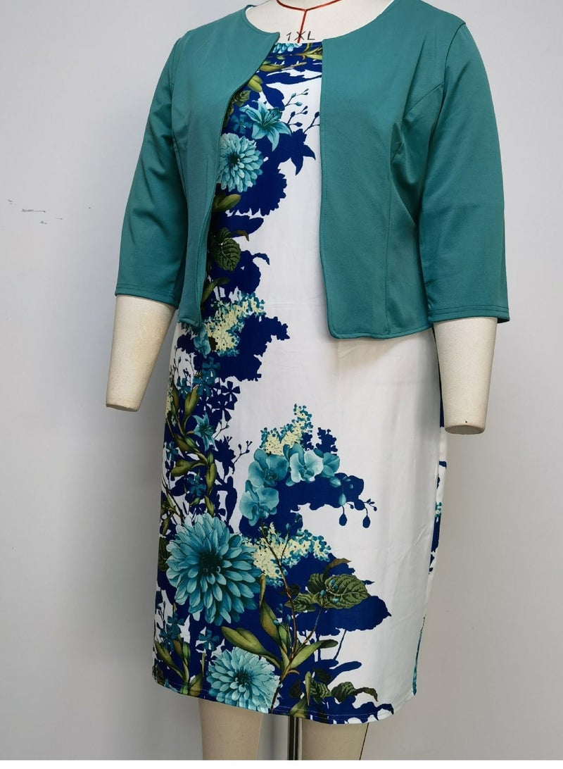 Loquat Women's Large Two-Piece Coat Printed Dress  - Image 2