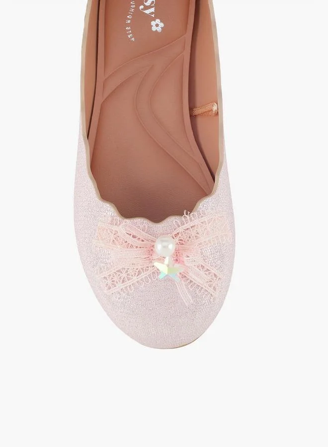 Little Missy PINK Girls Textured Ballerina Shoes for Women | Best Price UAE