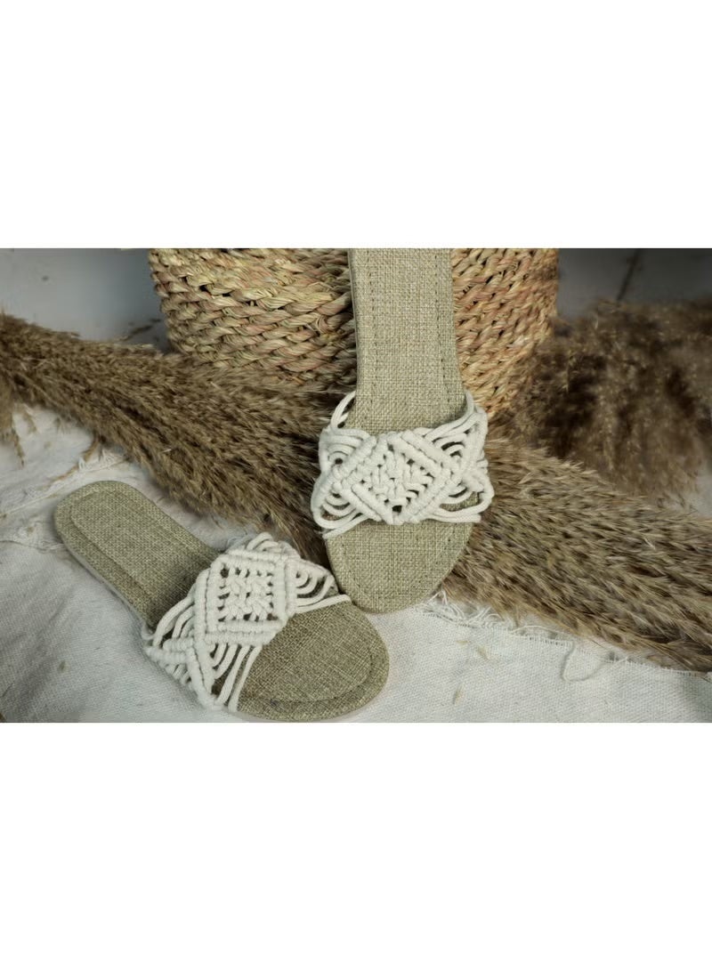 انتيكيانو سليبر مكرمي – تصميم بوهيمي يدوي من القطن – المقاسات 37 - Image 1