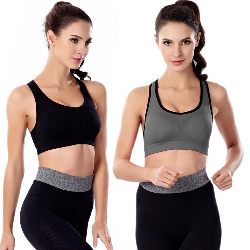 Double Couple Women Racerback Sports Bras for Women High Impact Workout Yoga Gym Fitness Bra - Image 2