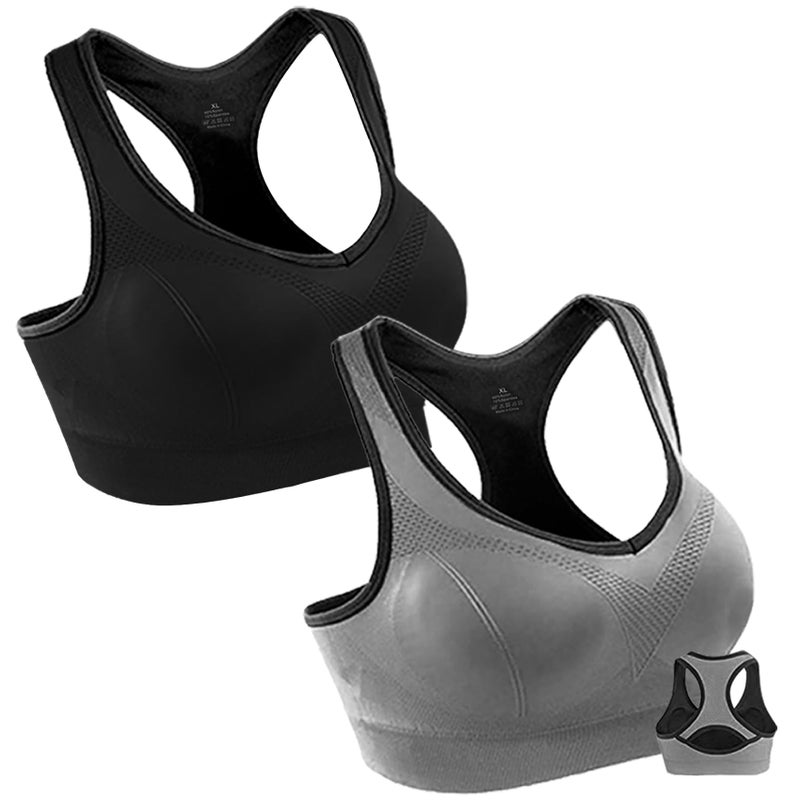 Double Couple Women Racerback Sports Bras for Women High Impact Workout Yoga Gym Fitness Bra - Image 1