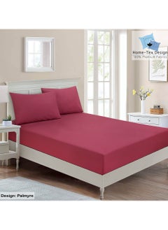 Home-Tex Design Hometex Design Premium 100% Long Stable Cotton Fitted Bed Sheet Set Single Size 1 Fitted Sheet 90x200 cm and 1 Pillow Covers 50x80 cm with All Around Elastic Palmyre 