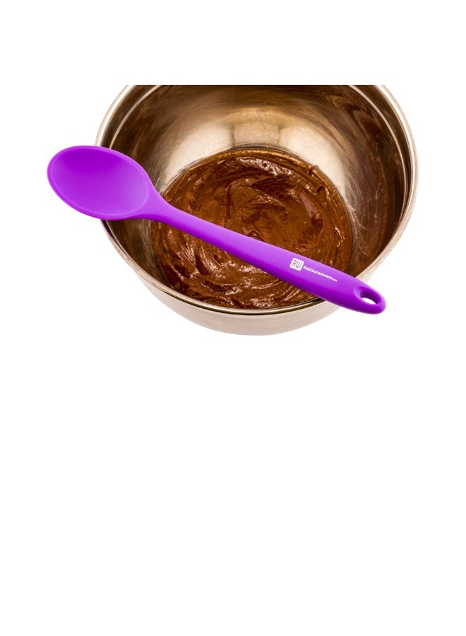 Restaurantware ملعقة خلط بطول 10.6 بوصة، ملعقة طهي من السيليكون المقاومة للحرارة - متينة، نواة نايلون، ملاعق خلط سيليكونية بنفسجية للطهي، آمنة في غسالة الصحون، للخلط أو التحريك - Image 2