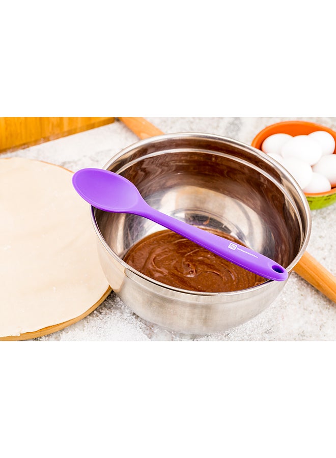 Restaurantware ملعقة خلط بطول 10.6 بوصة، ملعقة طهي من السيليكون المقاومة للحرارة - متينة، نواة نايلون، ملاعق خلط سيليكونية بنفسجية للطهي، آمنة في غسالة الصحون، للخلط أو التحريك - Image 5