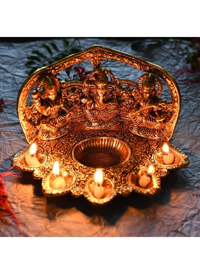 Collectible India Laxmi Ganesh Saraswati Idol Diya Oil Lamp Deepak  - Image 5