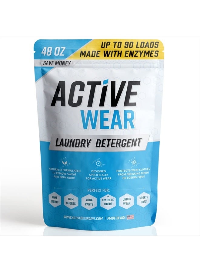 Active منظف الغسيل Active Wear ونقعه - مصمم للملابس الرياضية والتمارين الرياضية - مزيل الروائح الكريهة من خلال تركيز إنزيمي طبيعي لتعزيز الأداء - مسحوق غسيل للملابس الرياضية والصالات الرياضية (90 غسلة)  - Image 1