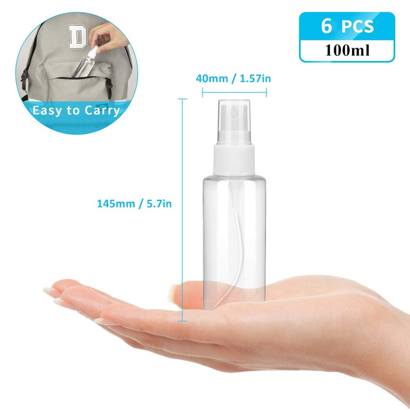 Small Spray Bottles 100ml/3.38oz, Portable 6 PCS Small Travel Spray Bottles, Mini PET Plastic Spray Bottle Fine mist for Cleaning Solutions - Image 2
