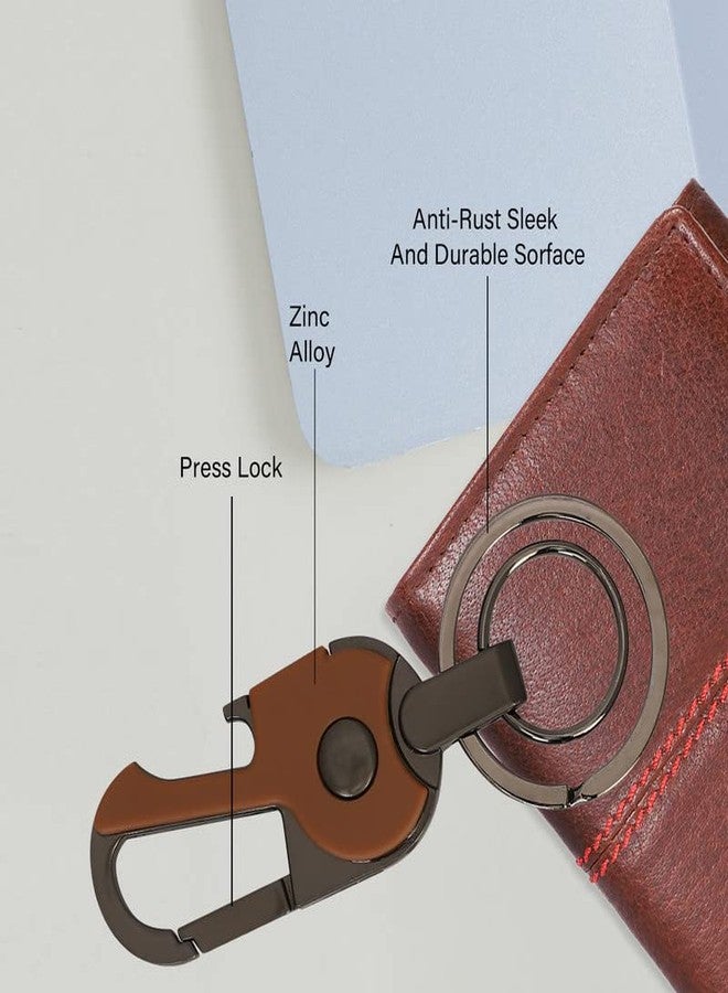 Omuda Premium and Stylish Hook Locking Metal Key Chain for Men & Women & for Gift (M-LYM18 Brown) - Image 3