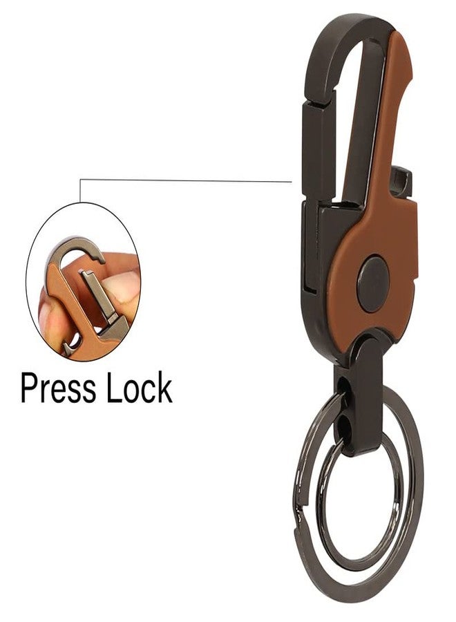 Omuda Premium and Stylish Hook Locking Metal Key Chain for Men & Women & for Gift (M-LYM18 Brown) - Image 2