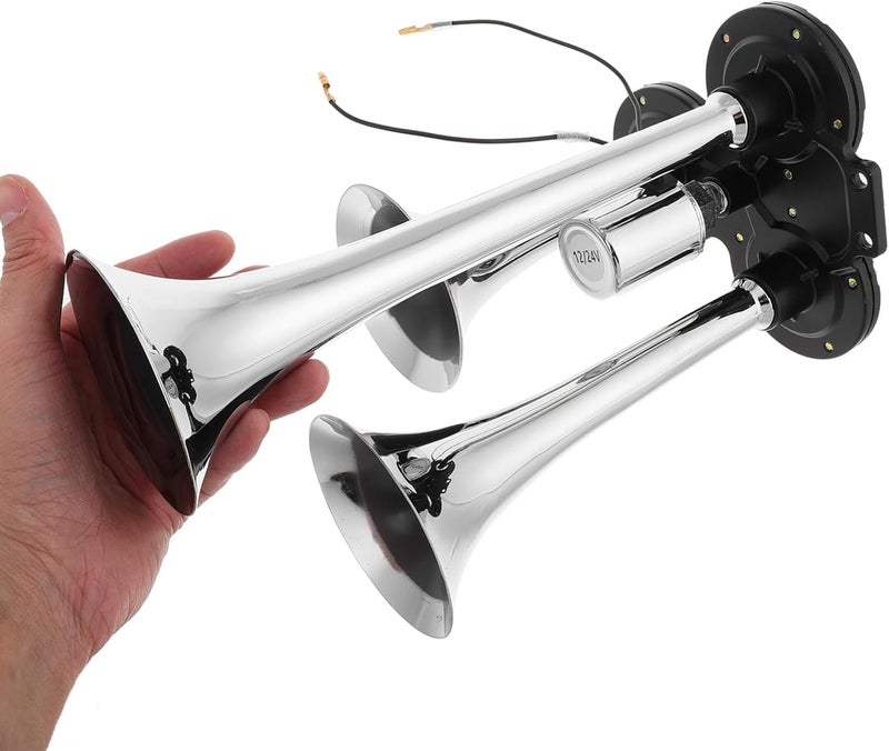 Three Trumpet Air Horn Kit 12/24v for Trucks with M8 Air Fitting Loud Adjustable for Cars Motorcycles and Heavy Vehicles - Image 4
