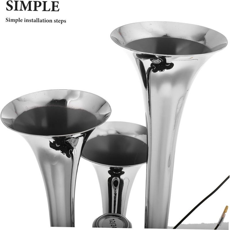 Three Trumpet Air Horn Kit 12/24v for Trucks with M8 Air Fitting Loud Adjustable for Cars Motorcycles and Heavy Vehicles - Image 3