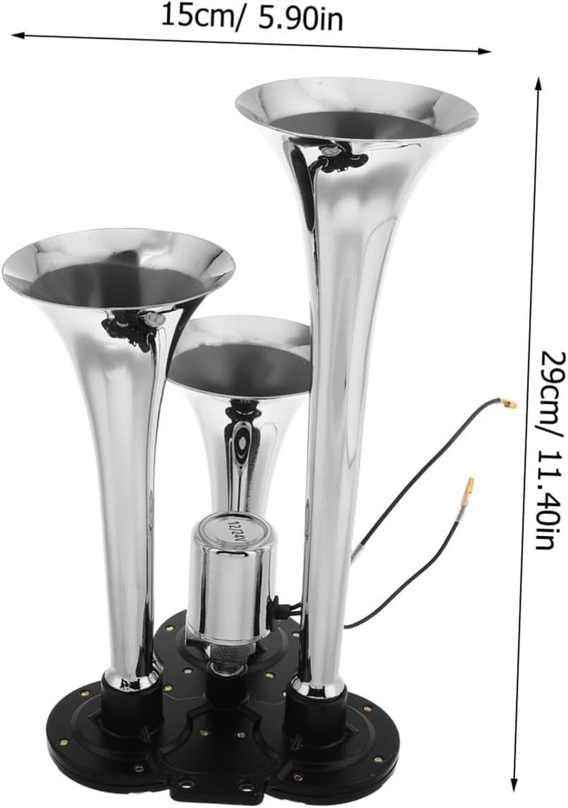 Three Trumpet Air Horn Kit 12/24v for Trucks with M8 Air Fitting Loud Adjustable for Cars Motorcycles and Heavy Vehicles - Image 2