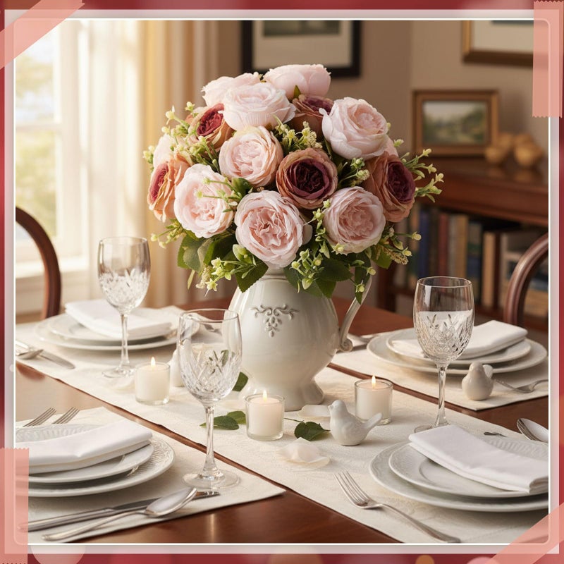 Geosar 24 Bundles Artificial Peonies Flowers Fake Silk Peony Bouquet Faux Peonies Flowers Bulk for Decoration Vase Floral Arrangements Wedding Party Table (Dusty Rose) - Image 4