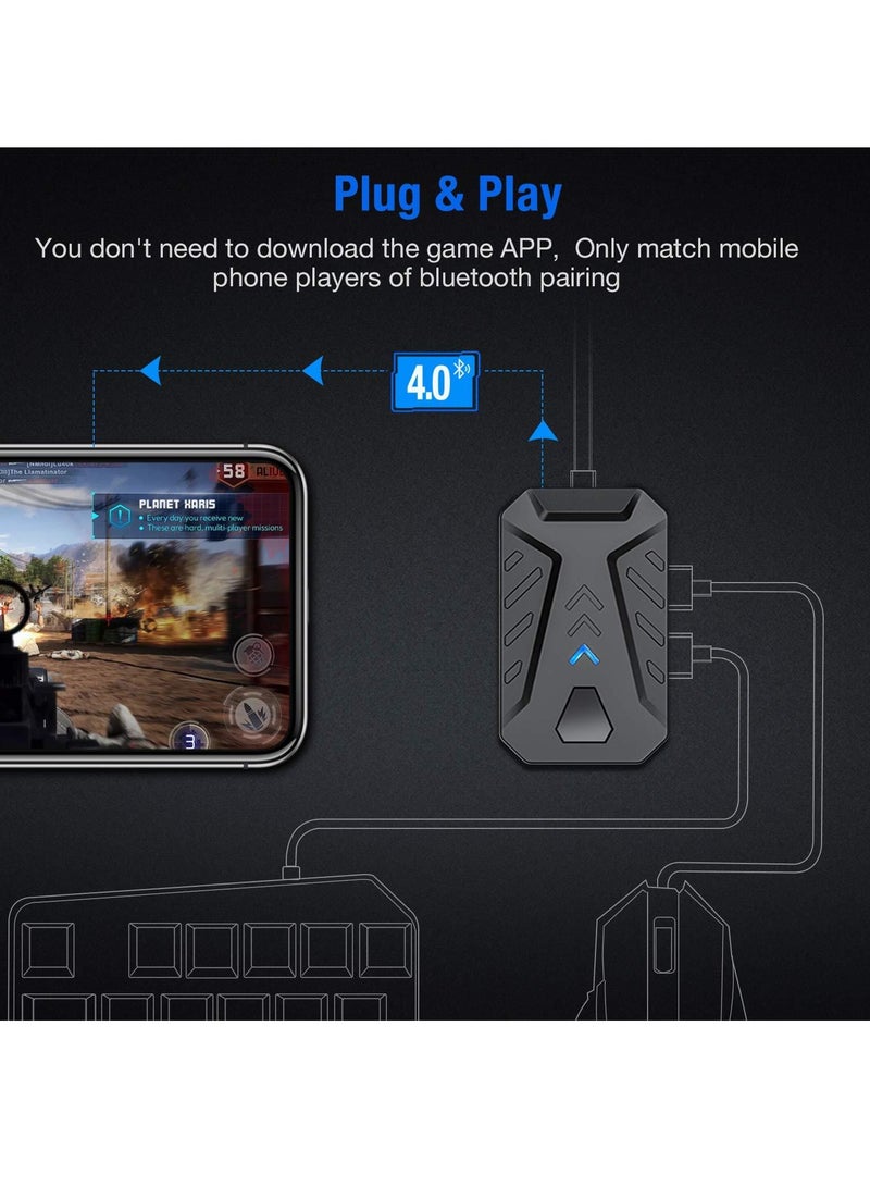 M MIAOYAN Half Hand Gaming Keyboard and Mouse Combo, 4 in 1 Mobile Game Combo Pack, Mobile Gamepad Controller, One Handed Gaming Keyboard, Mouse Converter, Adjustable Phone Stand - Image 4