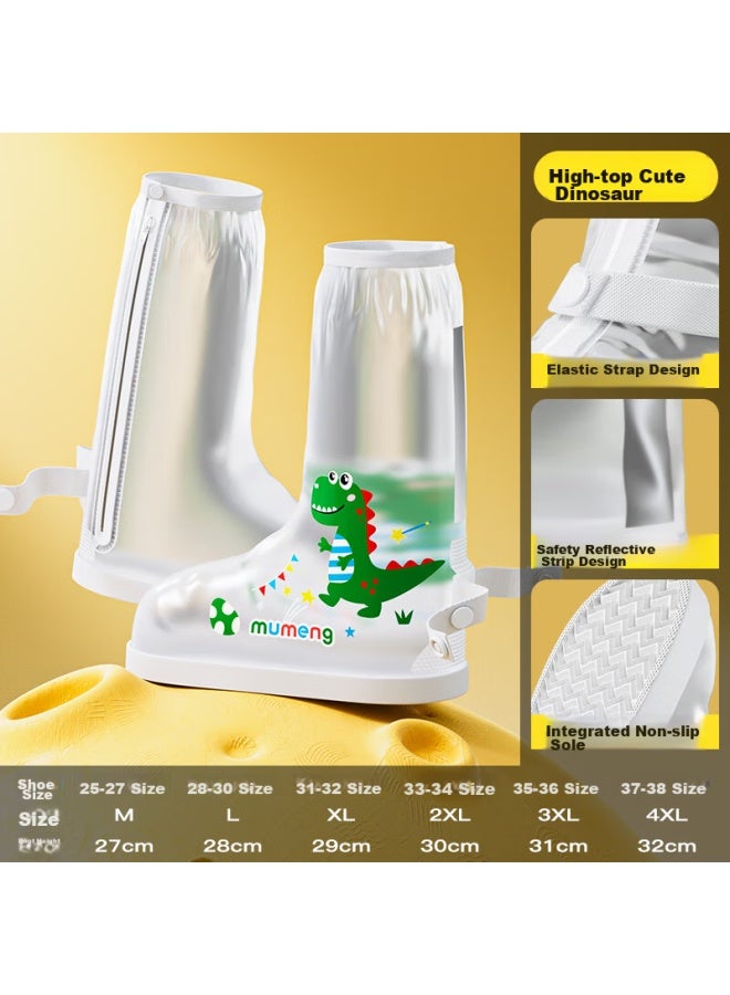 Moremerry Mumenr Children's Rain Shoe Covers, Waterproof Foot Covers For Boys And Girls, Non-slip And Wear-resistant Water Shoes, Cartoon Rain Boots For Students, Little Dinosaur, 2XL - Image 1