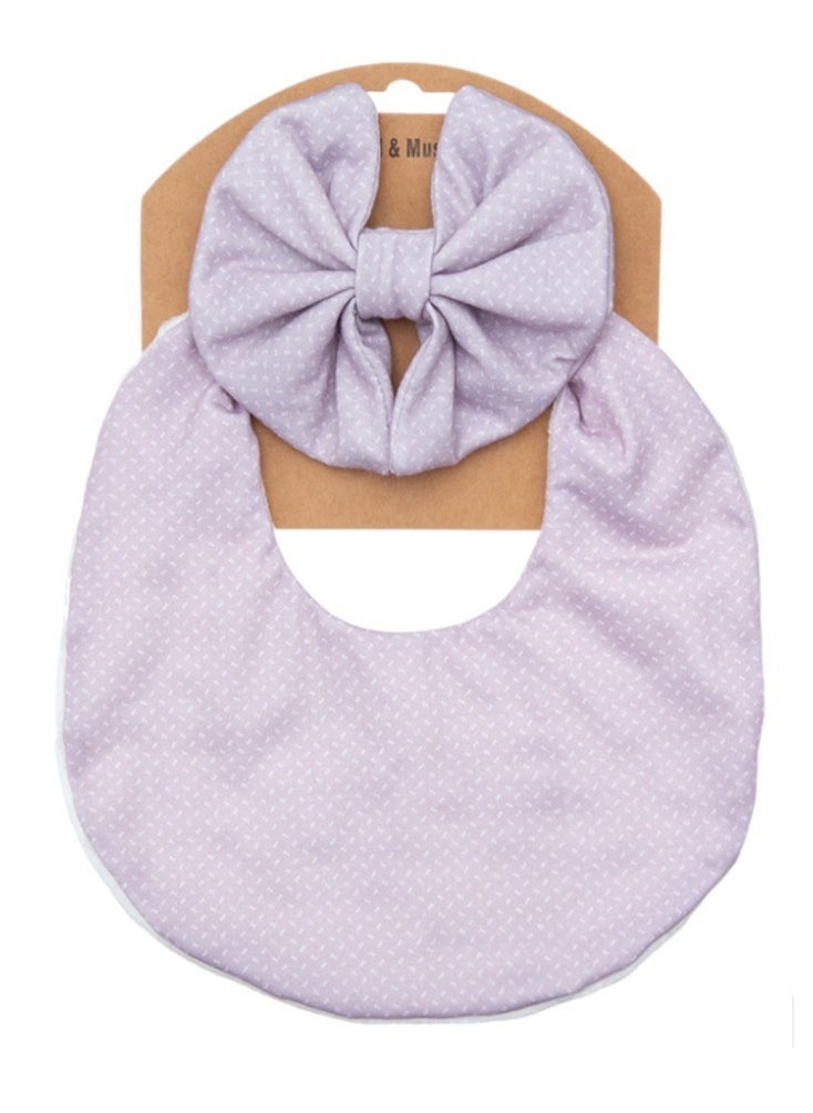 Bambimici Bambimici - Luna Ribbon Headband & Baby Bib Set - Lavander  - Image 3