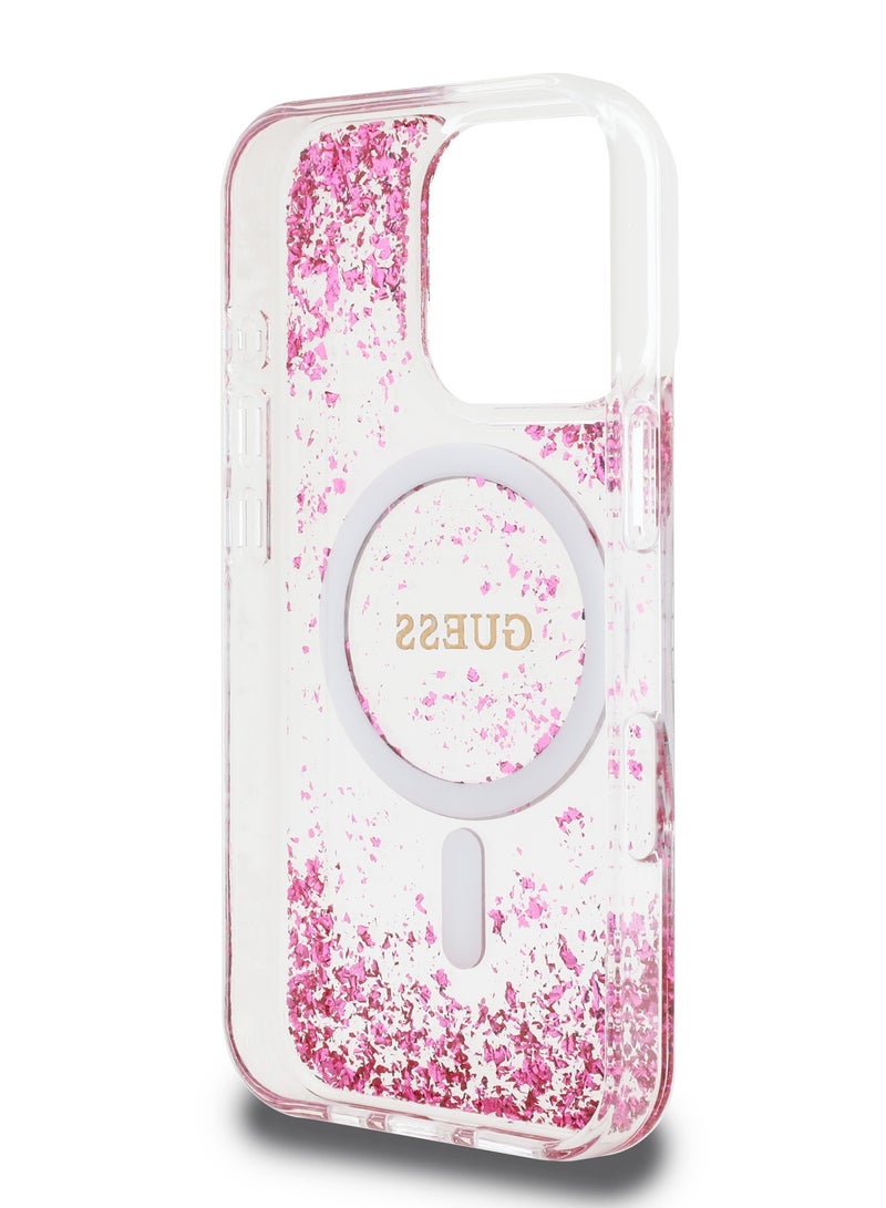 GUESS iPhone 16 Pro Max Magsafe case IML Hard Cover with Marble Design / Drop protection / Slim Profile / Comfortable Grip-Fuschia - Image 4