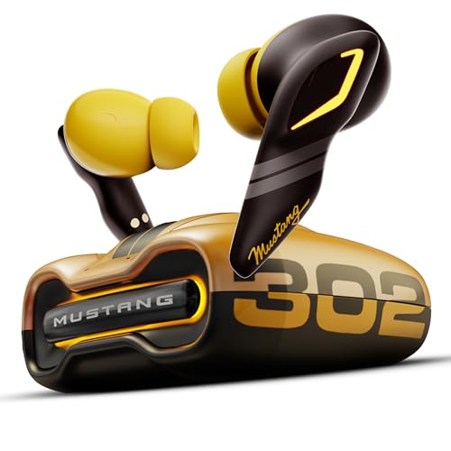 GOBOULT Mustang Sprint in Ear Earbuds with 60H Playtime, Amp App Support, 32dB Active Noise Cancellation, Quad Mic ENC, Dual Device Pairing, 10mm Drivers, BTv 6.0 TWS (Yellow) - Image 1