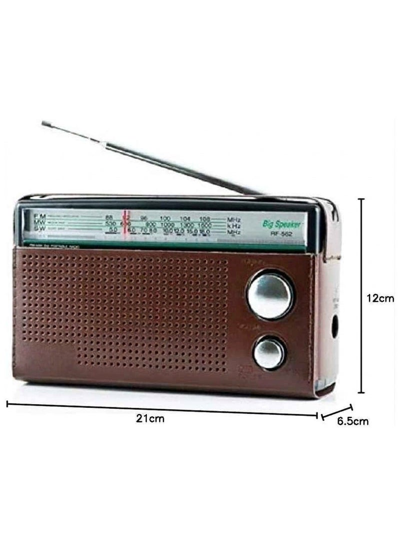 Portable Classic 3-Band Radio (FM/MW/SW) with Vintage Design and Brown Finish - High Sensitivity Reception with Telescopic Antenna and Carrying Strap - Retro Transistor Radio for Home and Travel - Image 2
