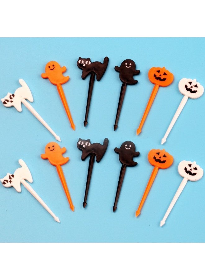 Creative Home Cartoon Fruit Fork Suit Bento Sign Children's Animal Snacks Decorative Sign Fruit Sign-Color:Opp Bag-Specifications: Halloween Style 10pcs  - Image 1
