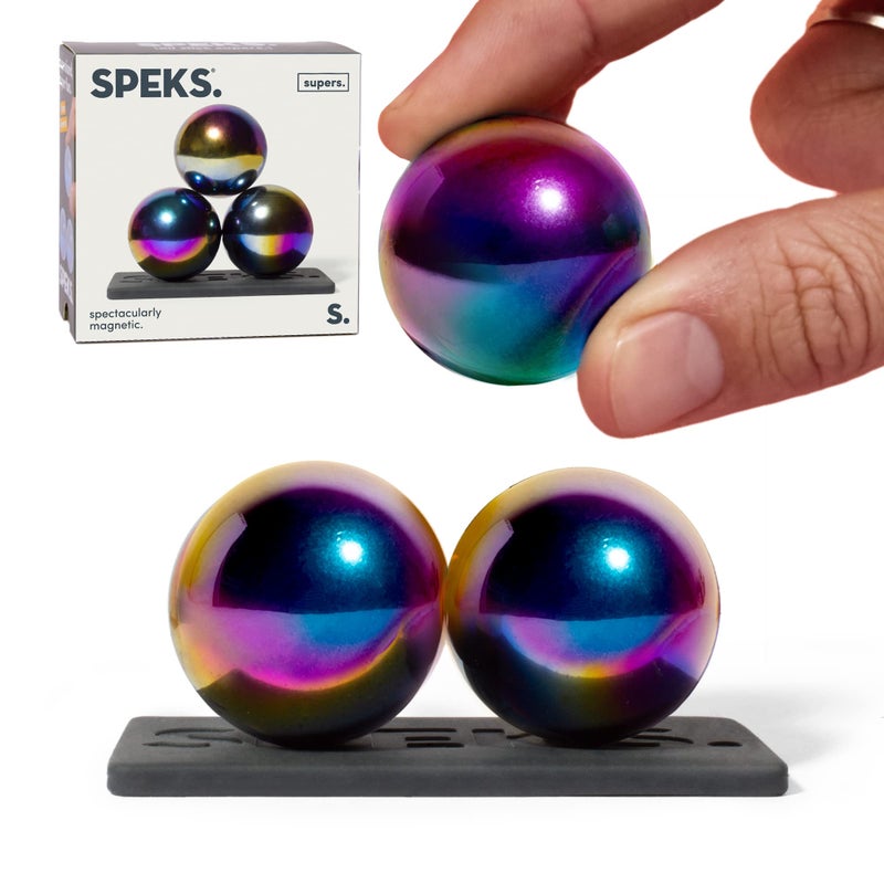 Speks Supers Magnetic Balls Fidget Toy for Adults and Teens 14+ | Stress Relief, Desk Toy | Stocking Stuffers & Office Holiday Gifts | Oil Slick 3 Pack - Image 1
