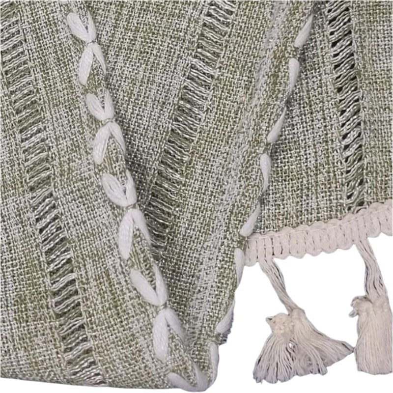Utobanh Bedside Table Cloth with Tassel Small Table Cover for Nightstand,Bedside Table TV Microwave (Green, 17.7 * 39.4inches) - Image 5