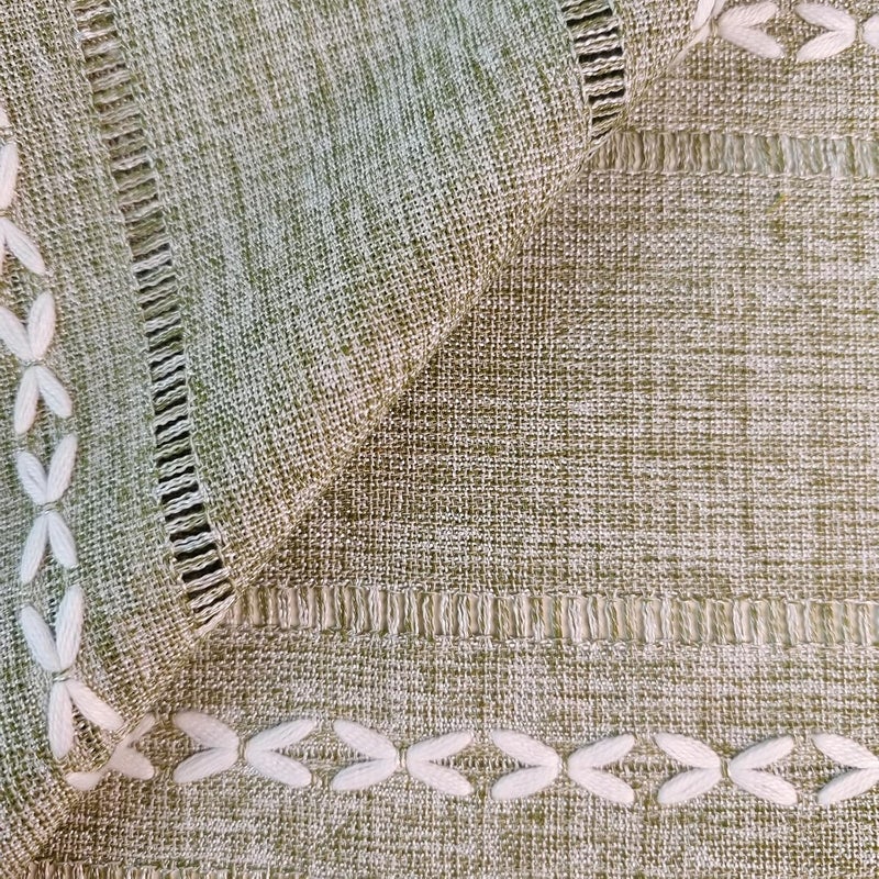 Utobanh Bedside Table Cloth with Tassel Small Table Cover for Nightstand,Bedside Table TV Microwave (Green, 17.7 * 39.4inches) - Image 4