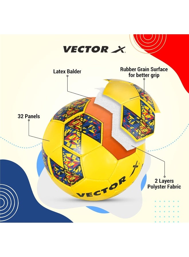 Vector X Roma Hand Stitched Rubberised Football – Durable Training & Match Soccer Ball, Size 5, Yellow - Image 4