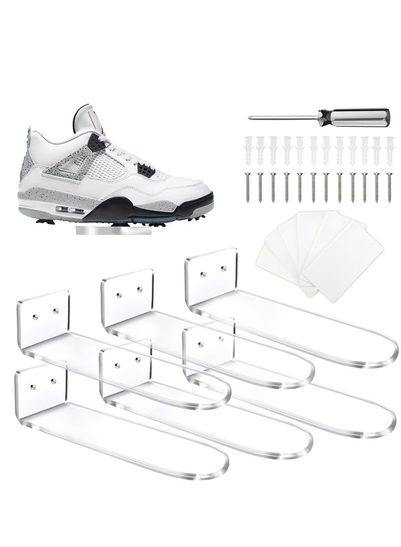 SOLARAE Floating Shoe Display for Wall Mount 6 Clear Floating Shoe Racks for Displaying and Showcasing Your Sneaker Collection Includes Hardware Clear Acrylic Floating Shelf Shoe Wall Rack - Image 1