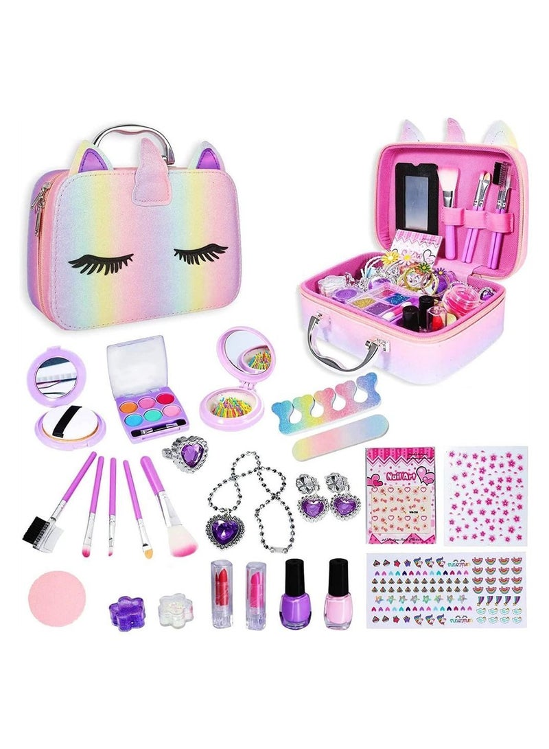 Y&D Kids Makeup Kit, Girls Non Toxic and Washable Pretend Cosmetic Kits, with Bag Girl Toys, Includes Everything Your Princess Needs to Play Dress Up, for 3-12 Years Children - Image 1